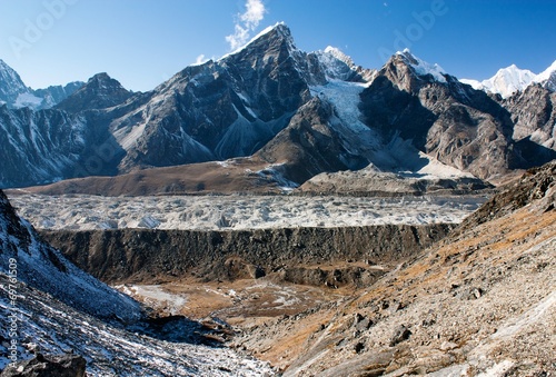khumbu glacier and lobuche peak from Kongma la photo
