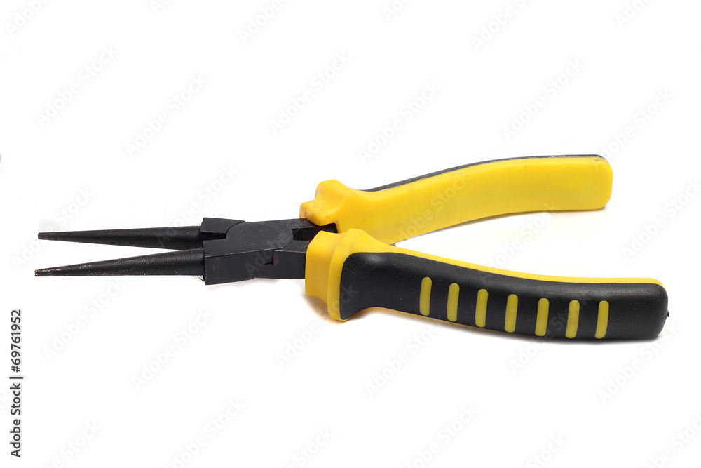 Pliers round with strong yellow-black handle Pliers round with strong yellow-black handle