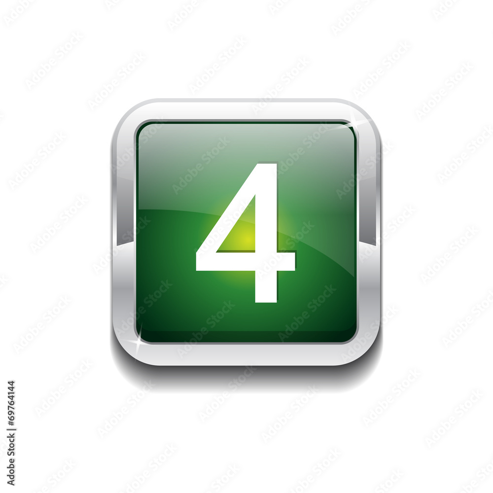 4 Number Rounded Rectangular Vector Green Web Icon Button