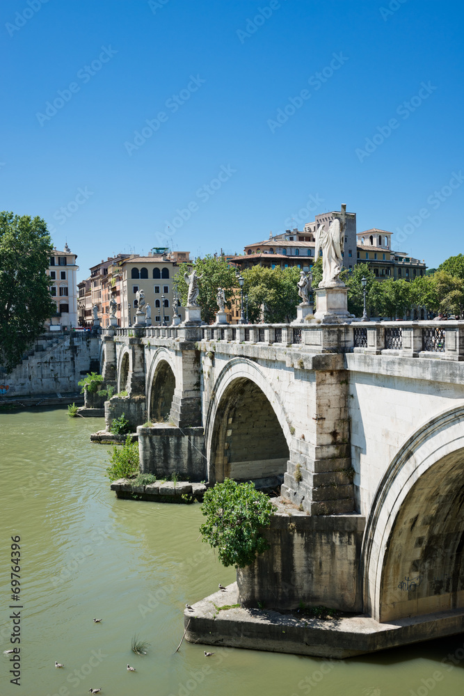  bridge on Tiber river in Rome, Italy