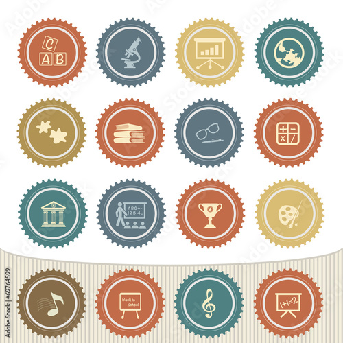 Education icon set,Retro button