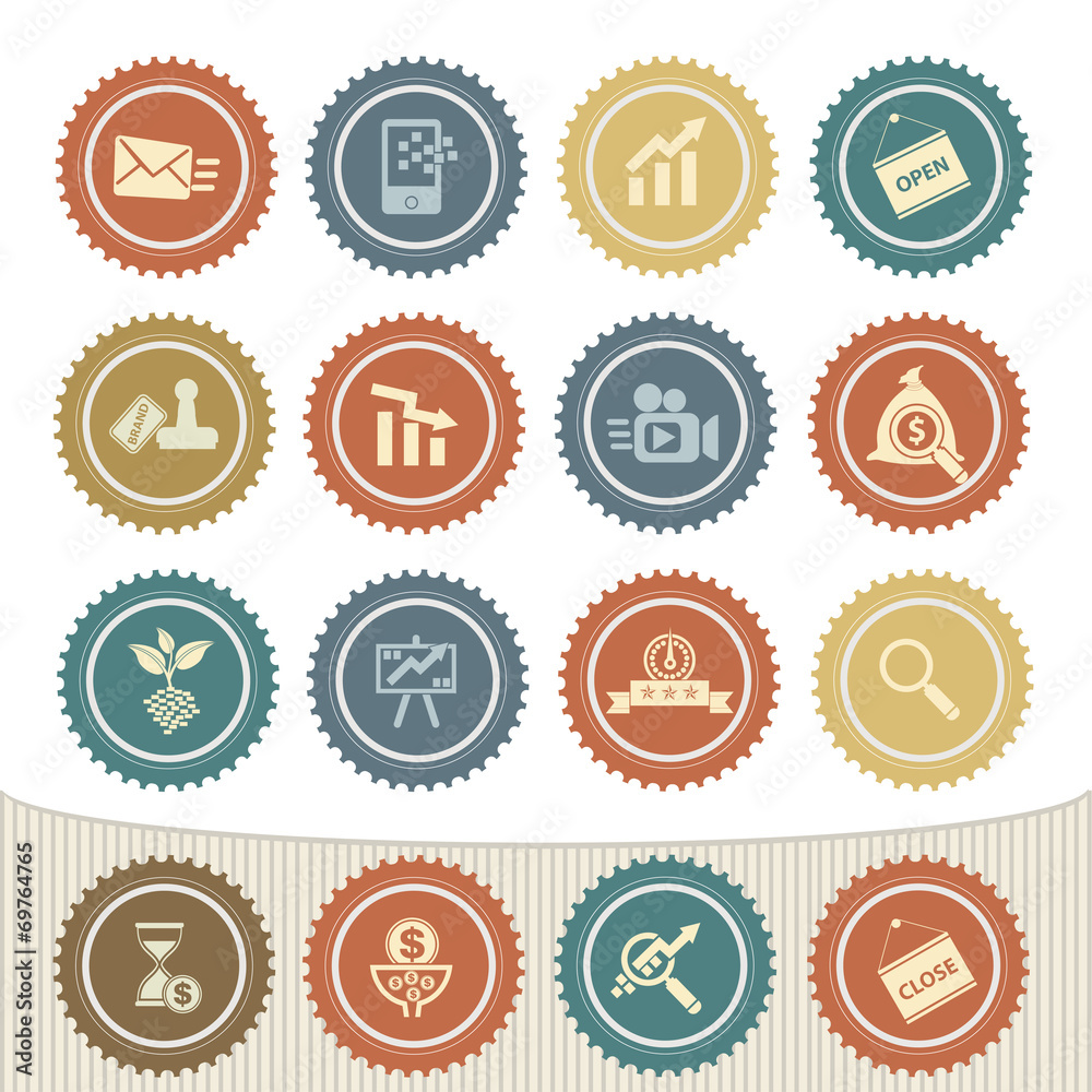 Marketing and strategy of business icon set,Retro button Marketing and strategy of business icon set,Retro button