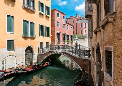 small bridge and architectural fragments from buildings in Venic