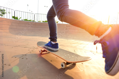 skateboarding  on sunrise skatepark