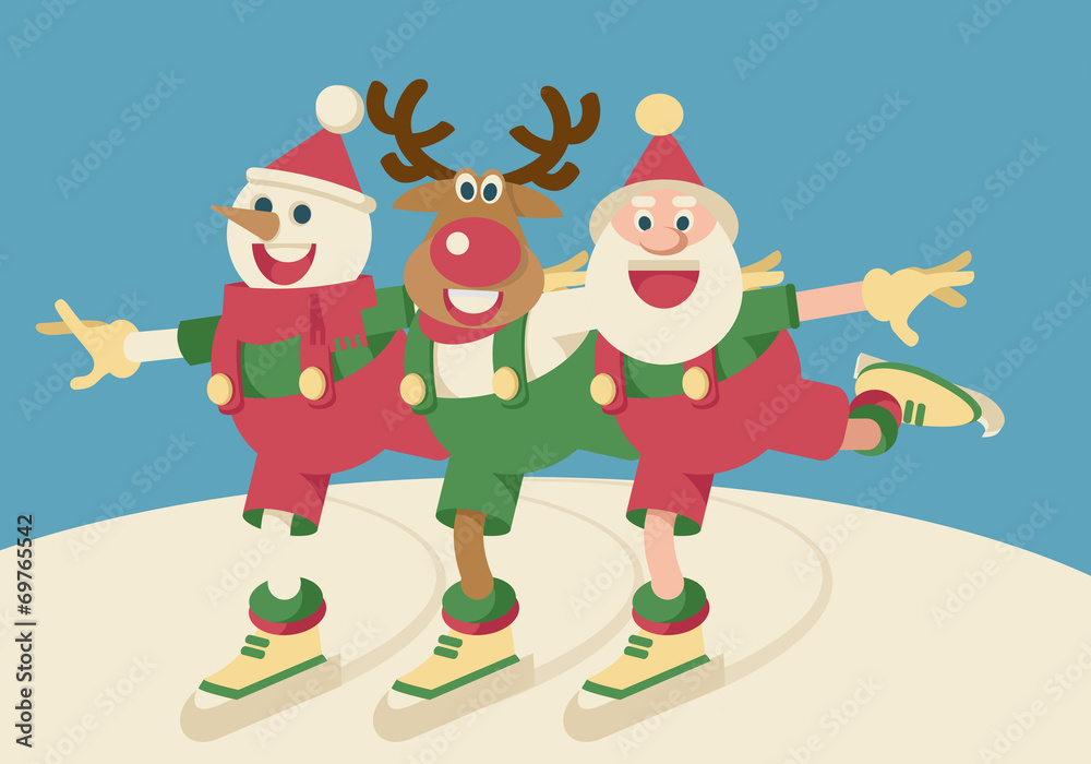 Naklejka premium Santa Skating