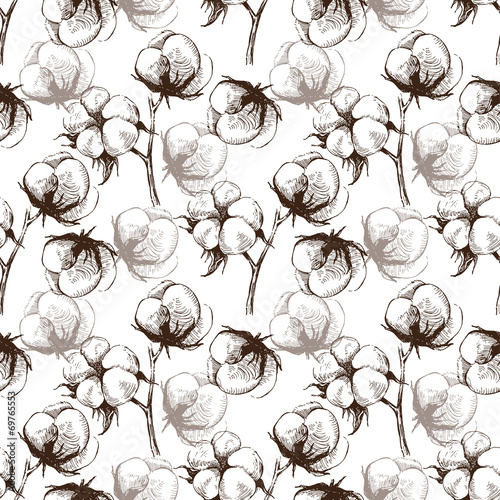 Cotton seamless pattern
