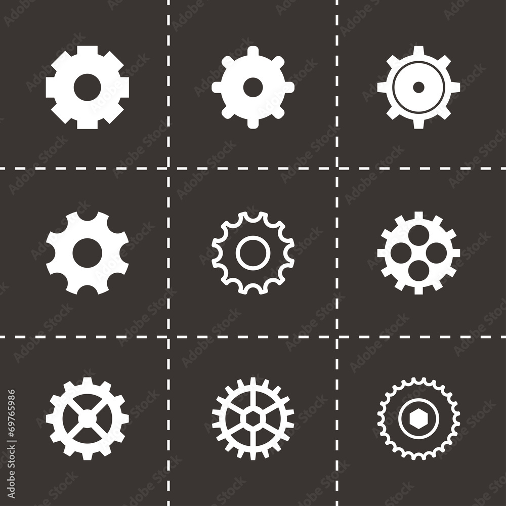 Vector black gear icons set Stock Vector | Adobe Stock