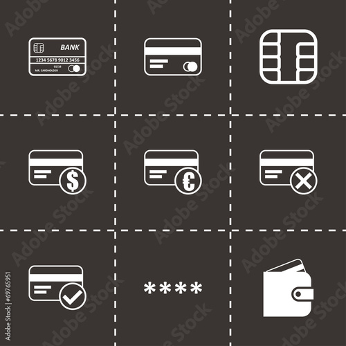 Vector black credit card eyes icons set