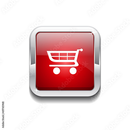 Shopping Rounded Rectangular Vector Red Web Icon Button