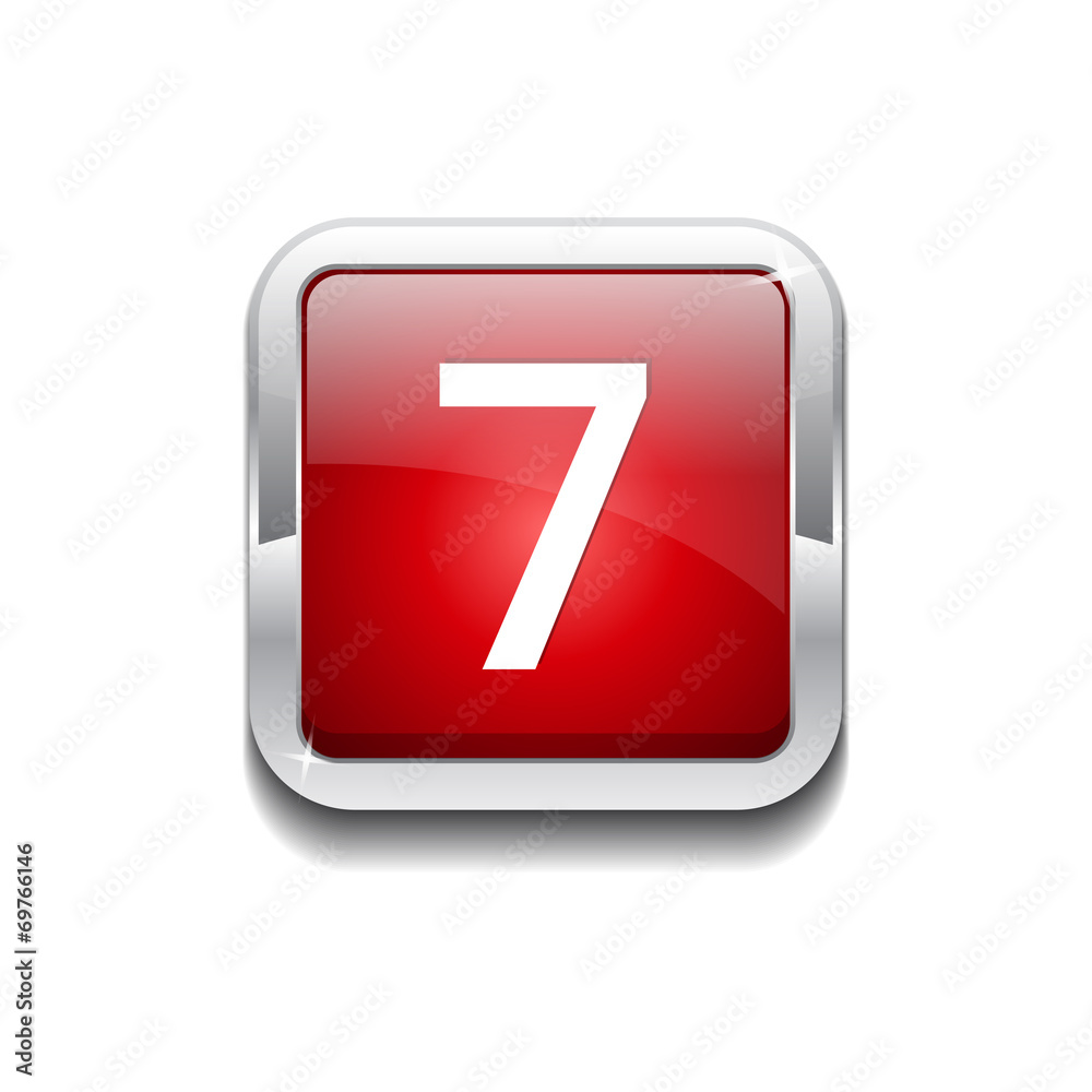 7 Number Rounded Rectangular Vector Red Web Icon Button 7 Number Rounded Rectangular Vector Red Web Icon Button