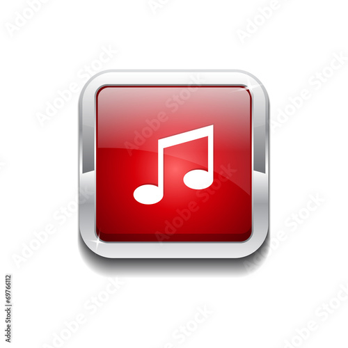 Music Note Rounded Rectangular Vector Red Web Icon Button