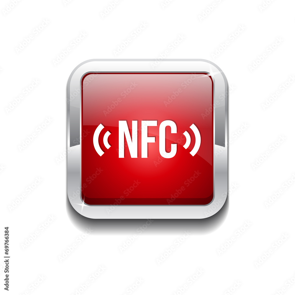 NFC Rounded Rectangular Vector Red Web Icon Button NFC Rounded Rectangular Vector Red Web Icon Button