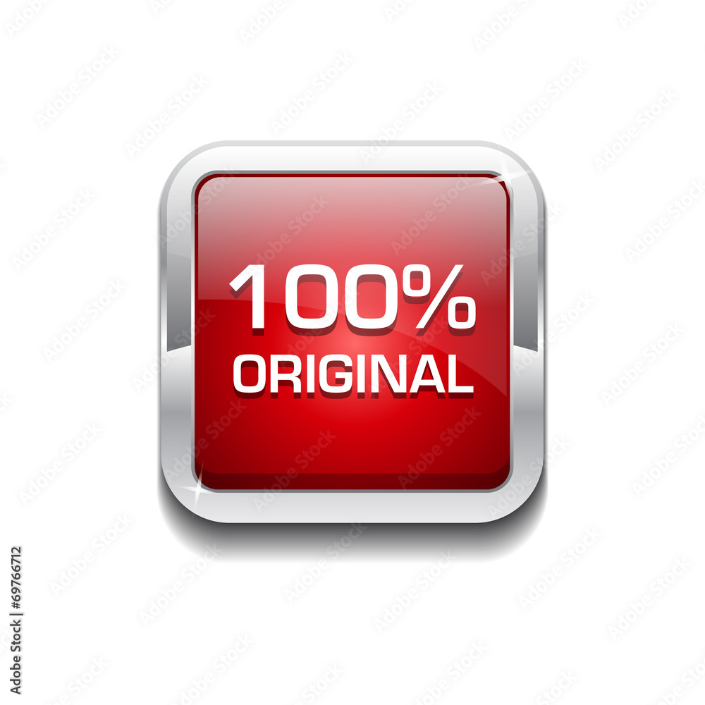 100 Percent Original Glossy Shiny Square Vector Button 100 Percent Original Glossy Shiny Square Vector Button