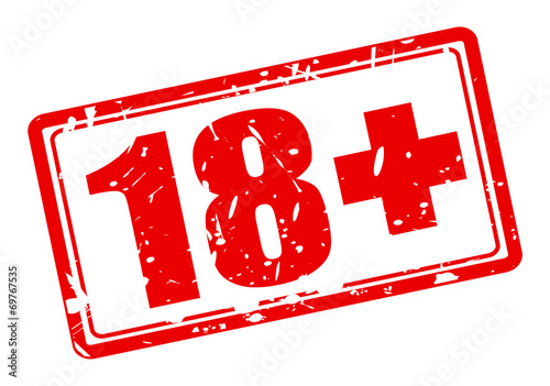 18+ red stamp text