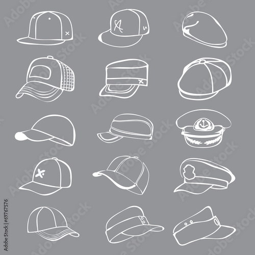 cap set isolated on white hat icon vector baseball rap