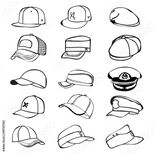 cap set isolated on white hat icon vector baseball rap
