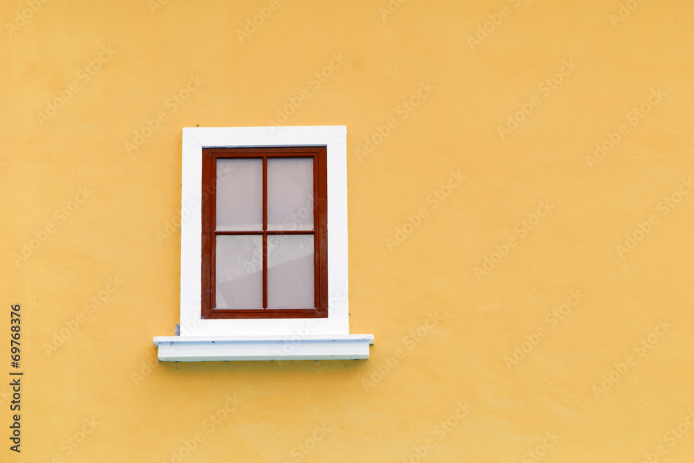 vintage window on color wall