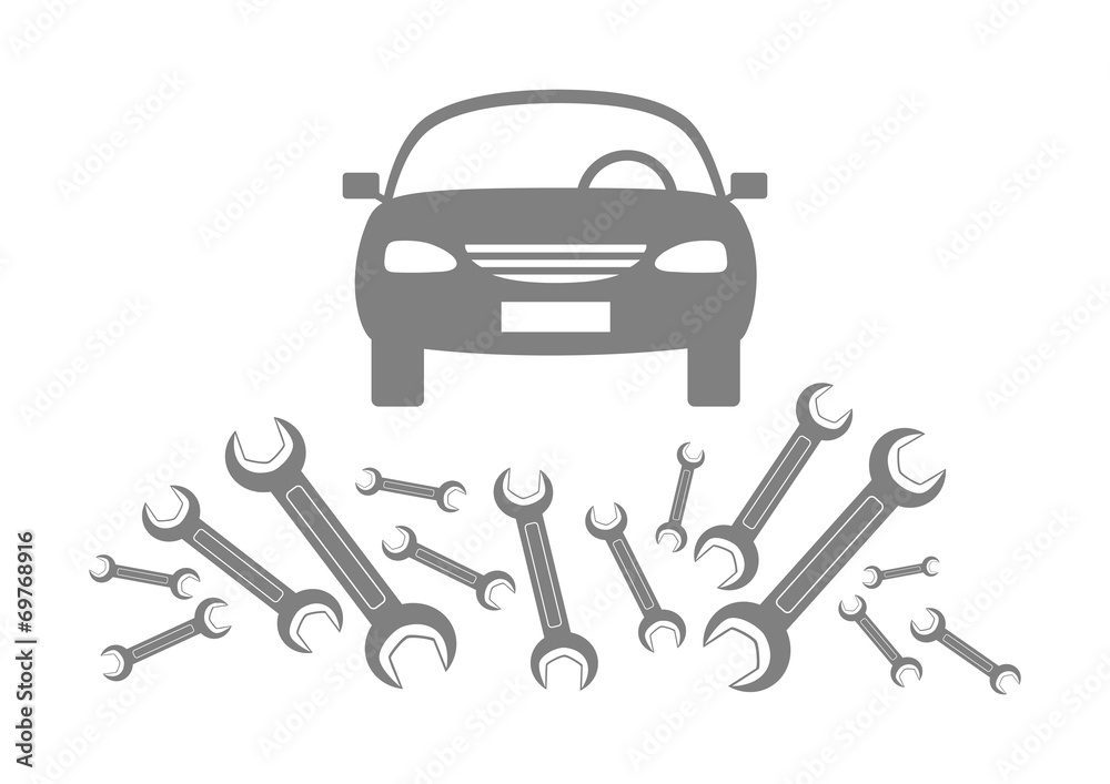 Naklejka premium Grey car icon on white background