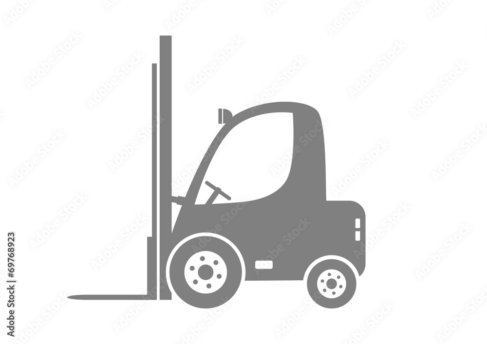 Grey forklift truck on white background