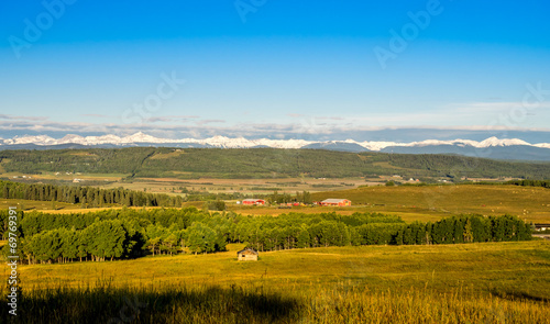 Farm in foothills of rocky mountains, Alberta Canada