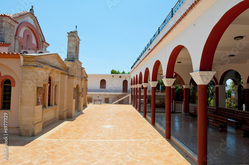 Monastery of Panagia Kalyviani arched courtyard. Crete, Greece. photo