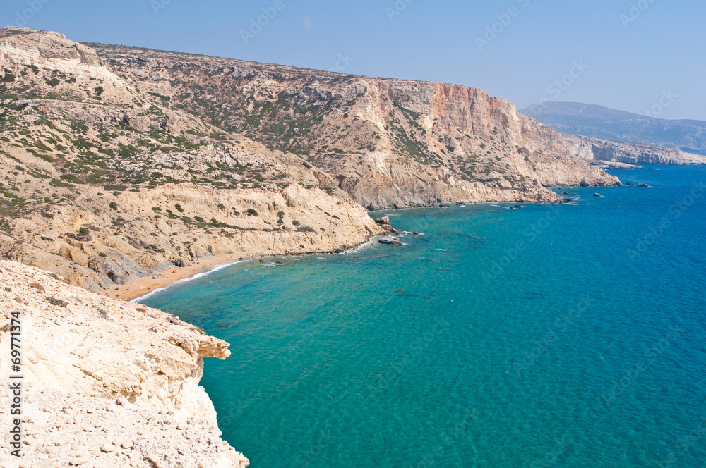Libyan sea and the coast near Matala beach. Crete, Greece.