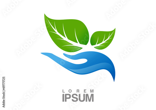 ecological symbols and signs human's hands logo vector