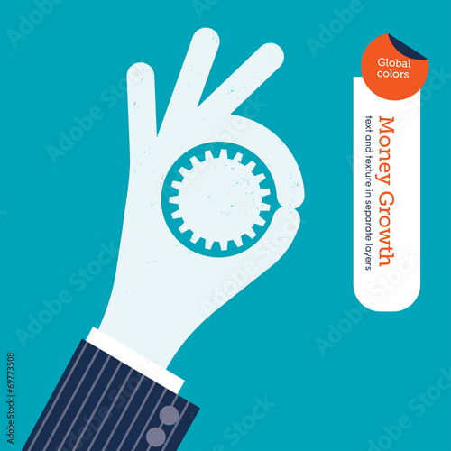 Ok hand with gear symbol