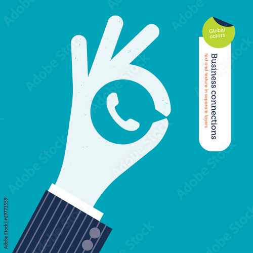 Ok hand with call symbol