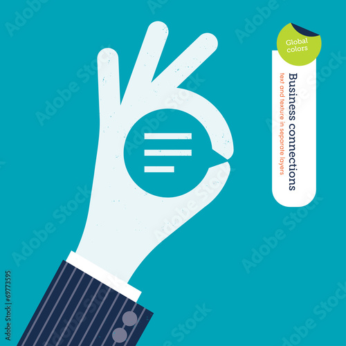Ok hand with message symbol