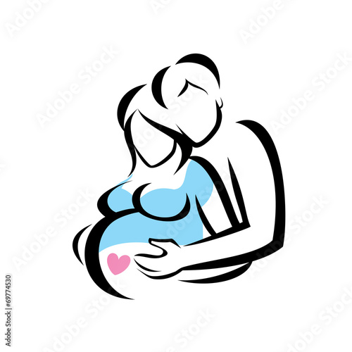 young family are awaiting for childbirth symbol