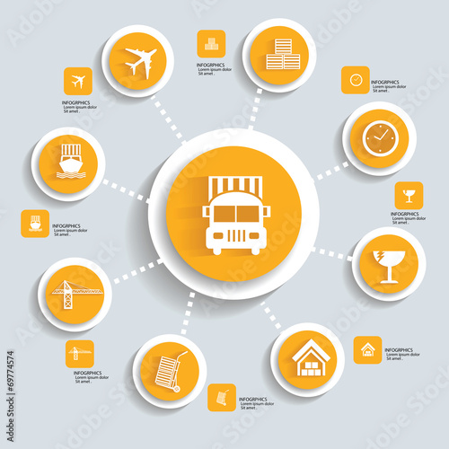Logistic concept info graphics,yellow vector