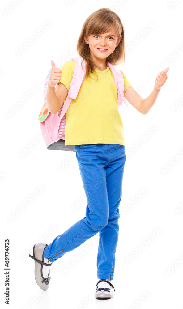 Portrait of a cute little schoolgirl with backpack Portrait of a cute little schoolgirl with backpack