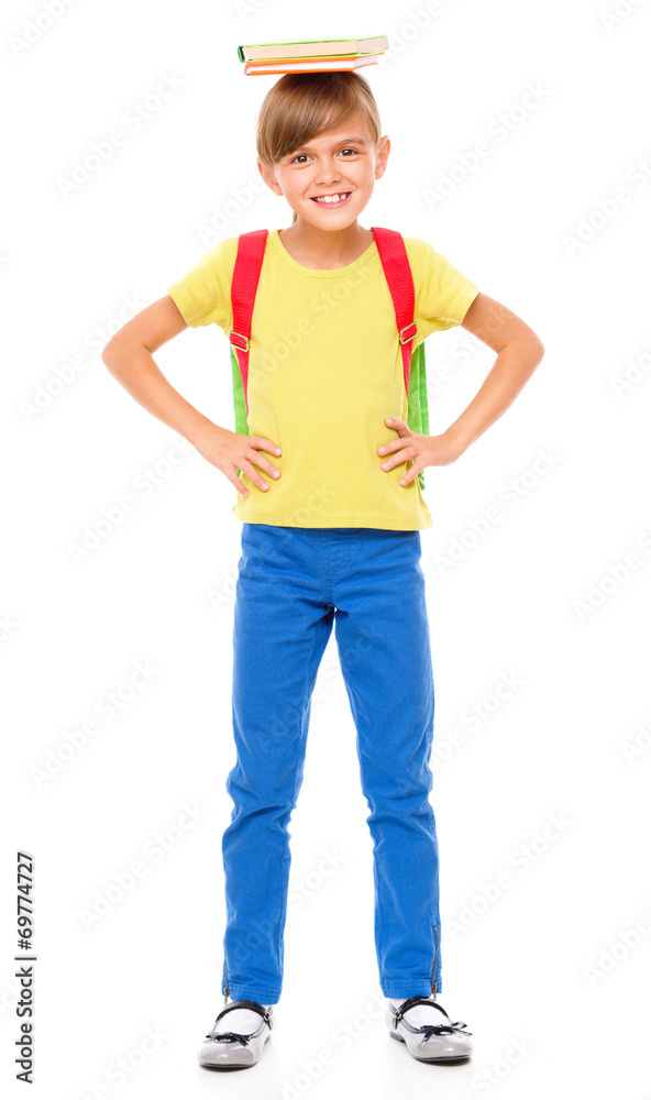 Portrait of a cute little schoolgirl with backpack Portrait of a cute little schoolgirl with backpack