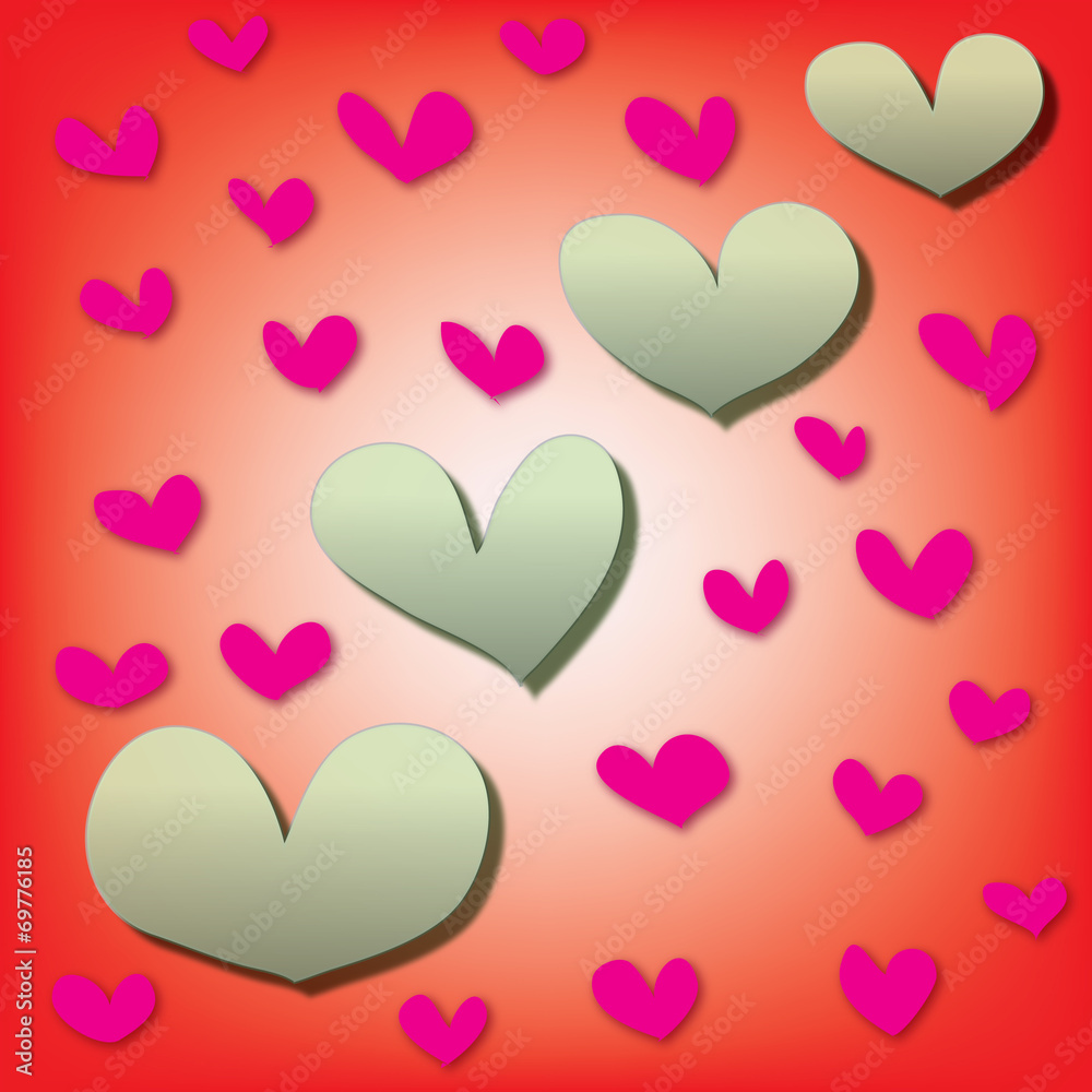 abstract colorful heart on red background
