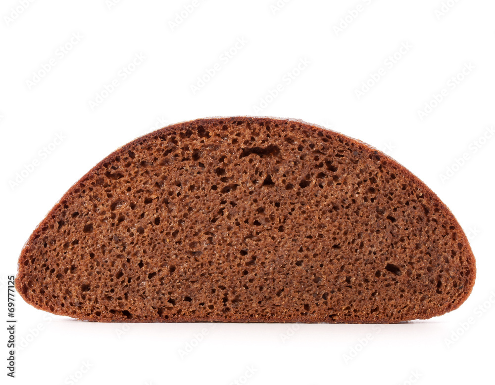 Slice of fresh rye bread isolated on white background cutout Slice of fresh rye bread isolated on white background cutout