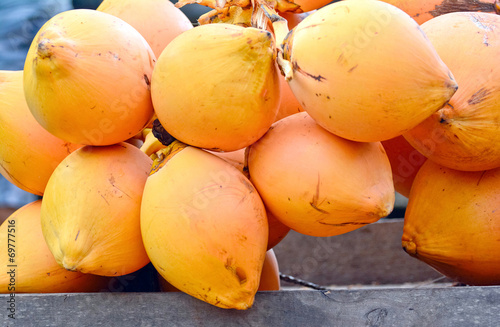 King Coconuts Display For Sell On Small Street In Malwana photo