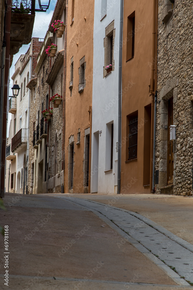Begur Street view, Medieval town, Costa brava, Catalunya