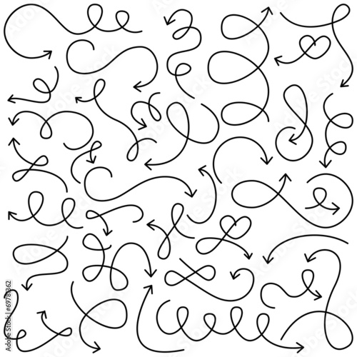 Vector Collection of Doodled Squiggly Arrows