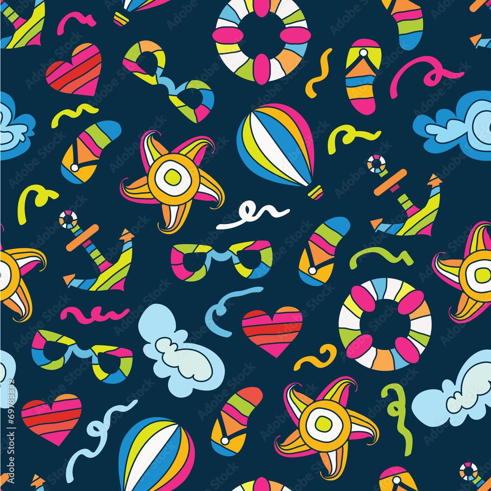 Naklejka premium Summer sea holiday background. Vector seamless pattern