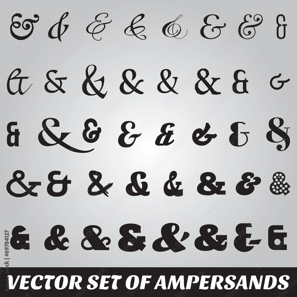 set of ampersands from different fonts