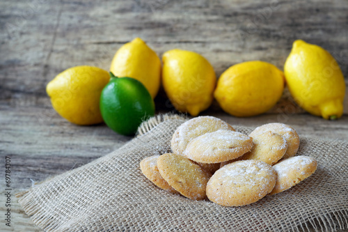 Homemade lemon cookies with powdered sugar