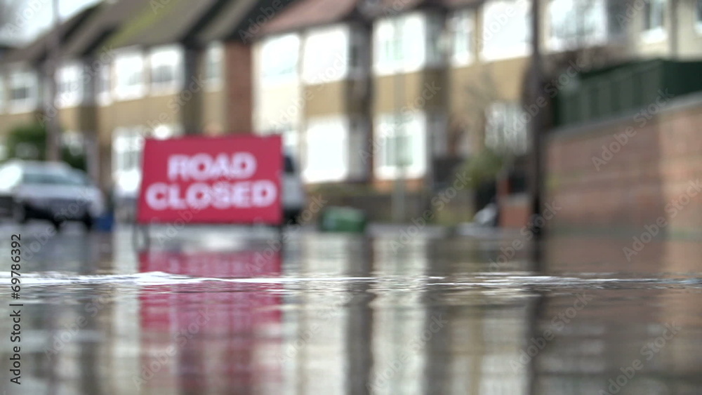 Sign Warning Of Road Closure Due To Flooding Sign Warning Of Road Closure Due To Flooding