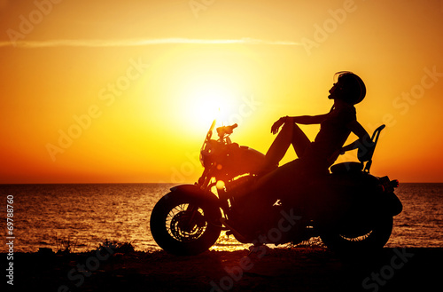 Woman biker enjoying sunset © Anna Om
