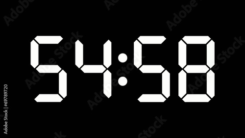 Digital clock countdown from sixty to zero - full HD