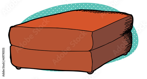 Single Red Ottoman
