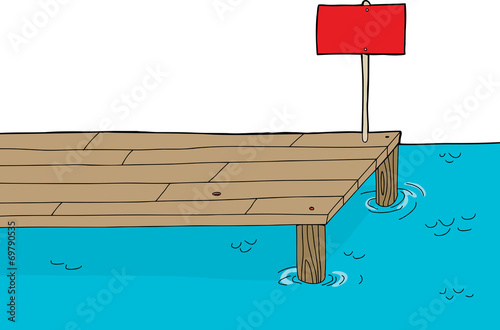 Wooden Dock with Sign