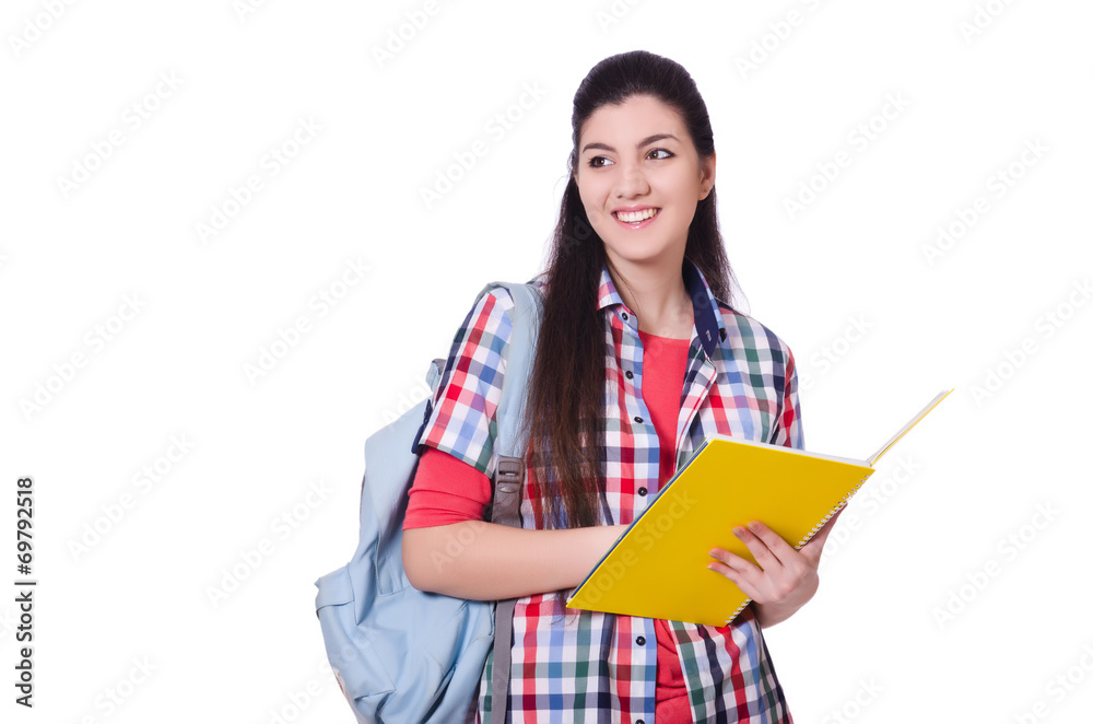 Young female student isolated on the white Young female student isolated on the white