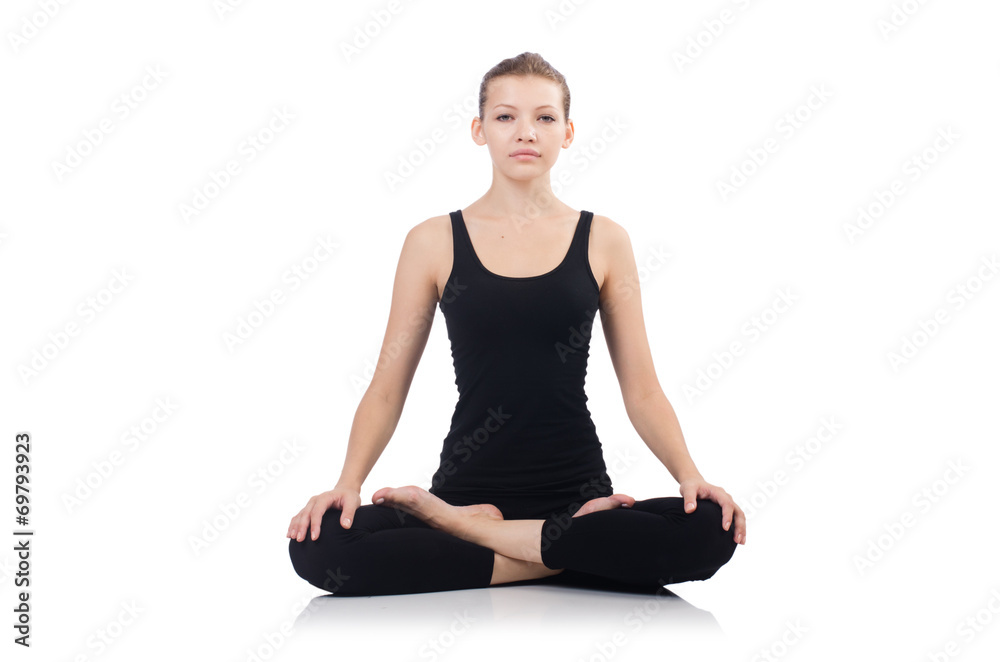 Young woman in sports concept isolated on white Young woman in sports concept isolated on white