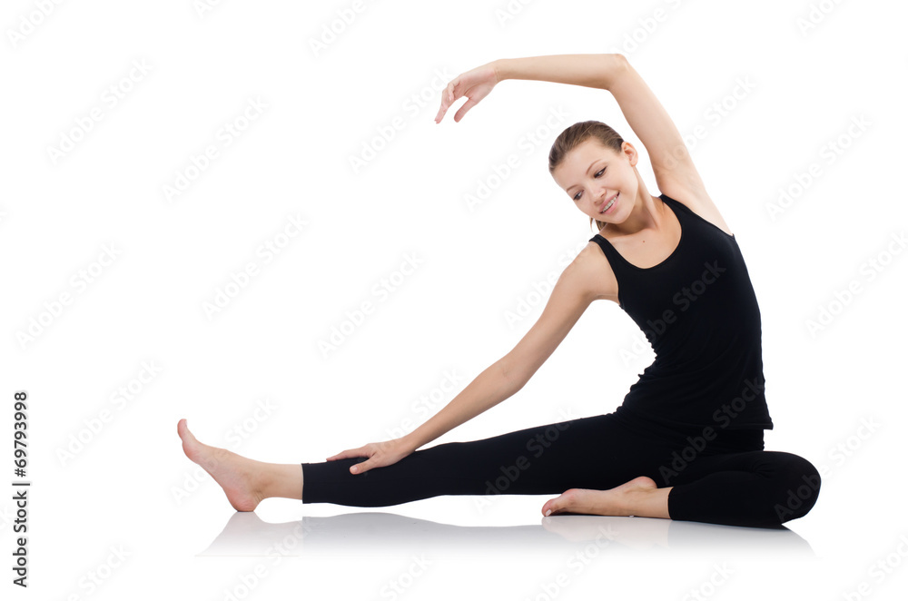 Young woman in sports concept isolated on white